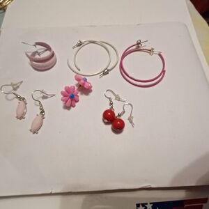 Pink Lot of 6 Cute Fun Earrings